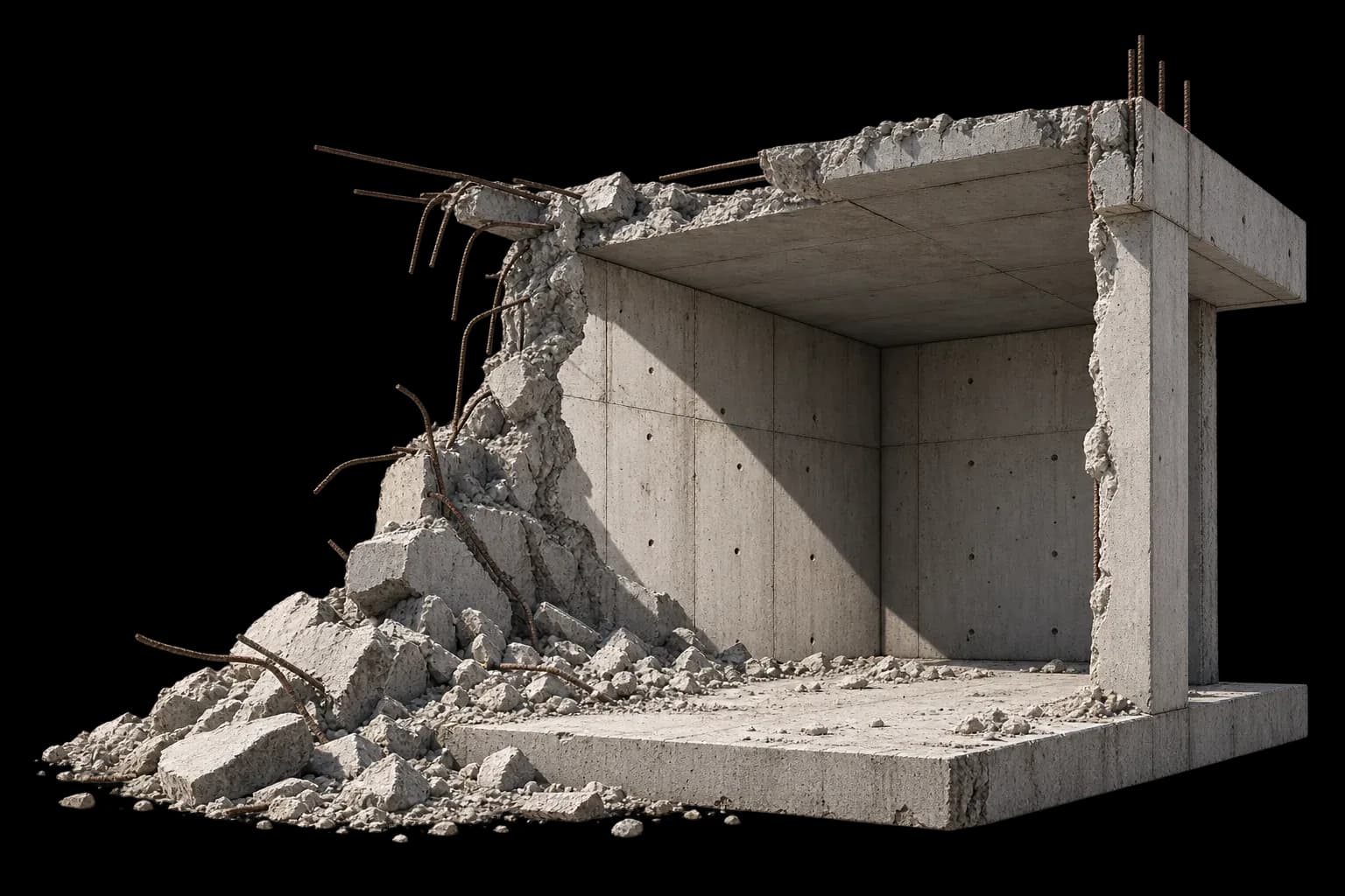 Démolition contrôlée d’une structure existante.